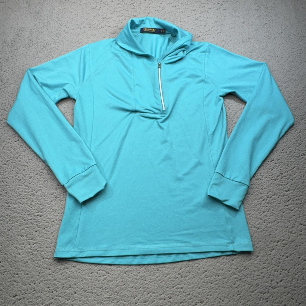 Polo Golf Ralph Lauren Pullover Womens Small‎ Aqua Quarter Zip Golf Performance